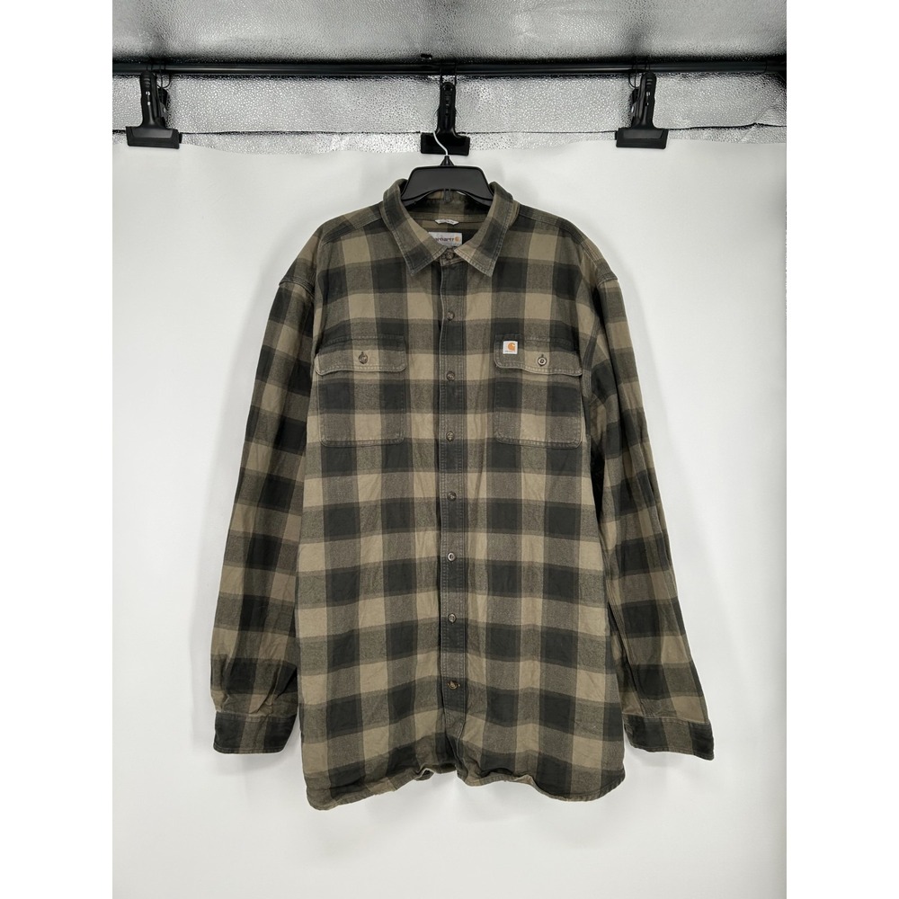 Carhartt Hubbard Flannel Shirt Men's 2XLT‎ 2XL Tall Original Fit Button Down